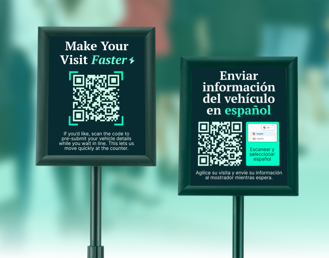 Clerk office setup with QR poster
