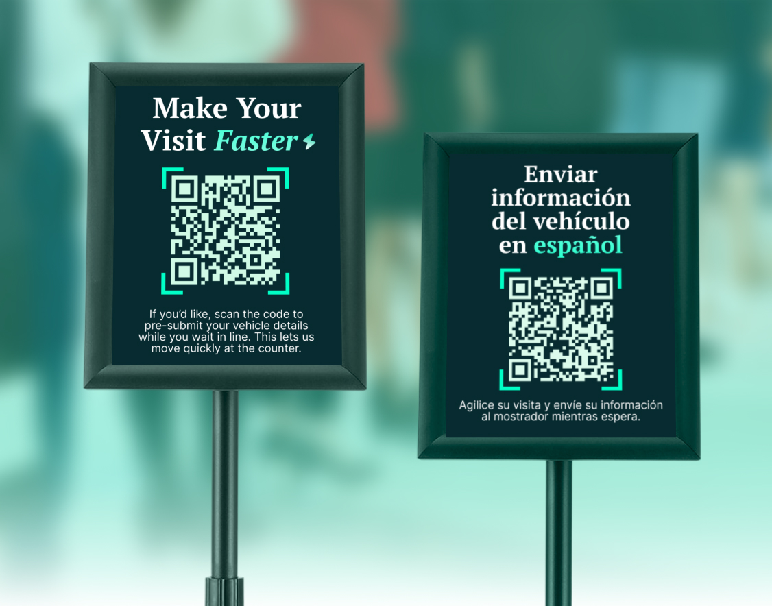 Clerk office setup with QR poster
